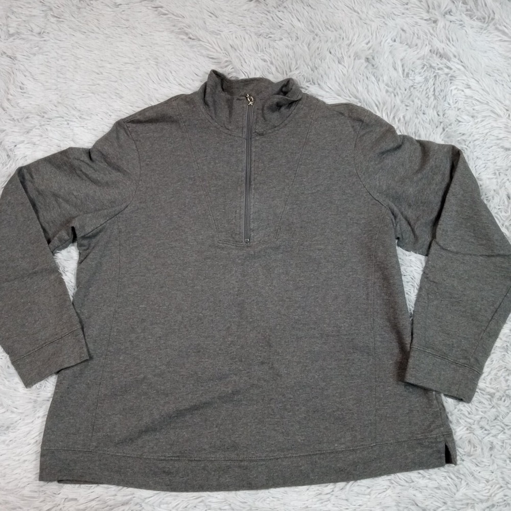 Gloria Vanderbilt Sport Sweatshirt Womens Gray Plus 1X Pullover Athletic 1/4 Zip